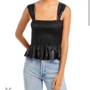 Lucy Paris Smocked Faux Leather Top